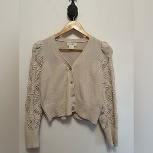Jessica Simpson Cream Cardigan with Textured Sleeves Size Small